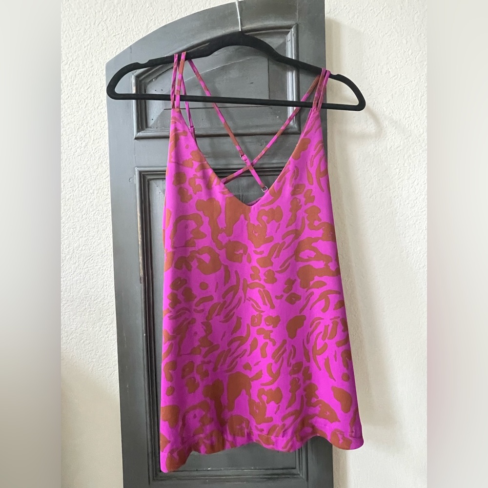 Dressy Tank Top, Magenta, Purple/Pink, Leopard Print, Peyton Jensen, Size XS.
